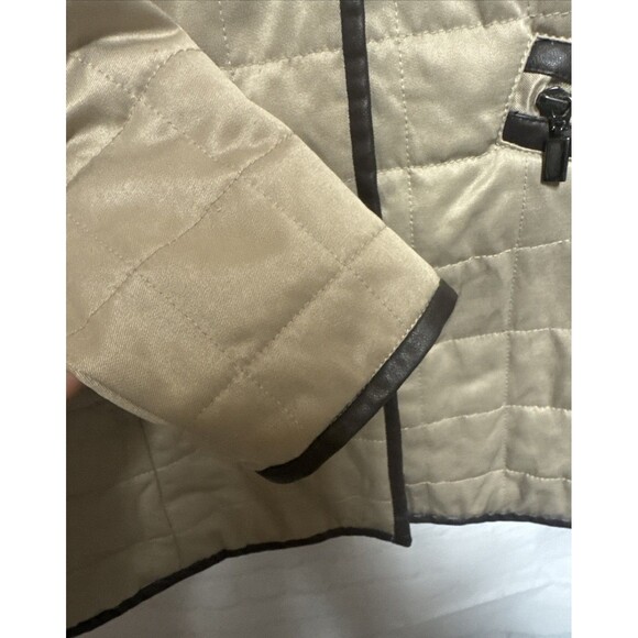 Pendleton Quilted Leather Trim Barn Riding Jacket Coat Beige Tan Zip Women Large - Picture 9 of 11